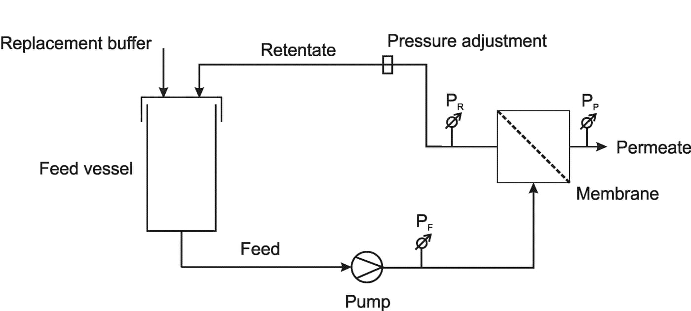 Tangential Flow Filtration TFF Skid Process Schematic